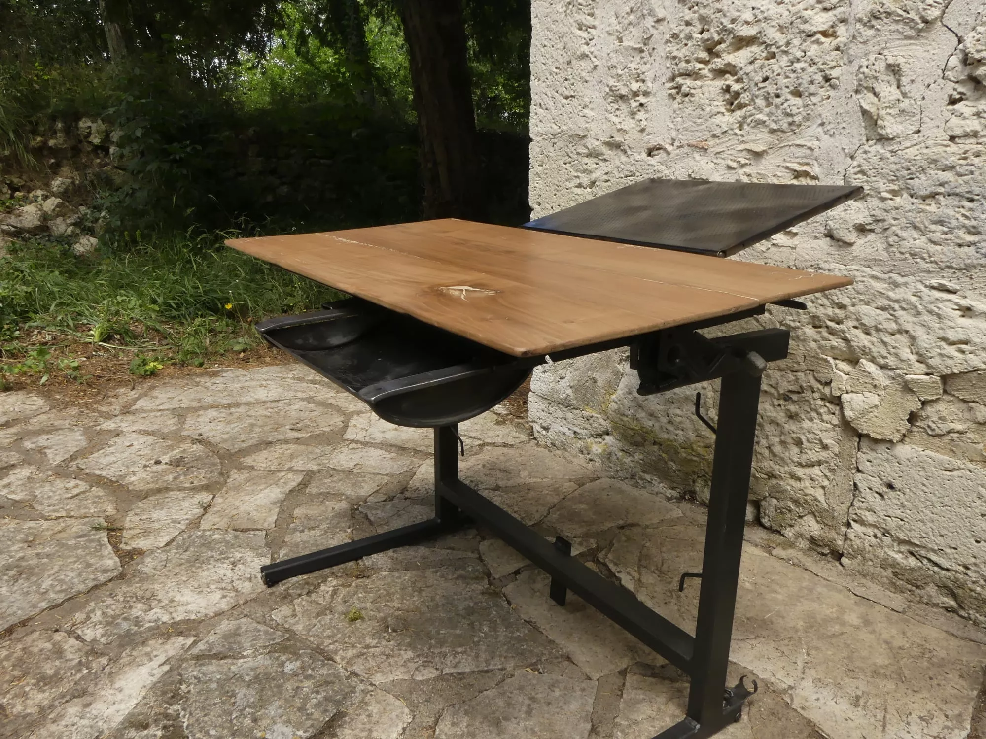 Bureau inclinable Acier/Platane 1